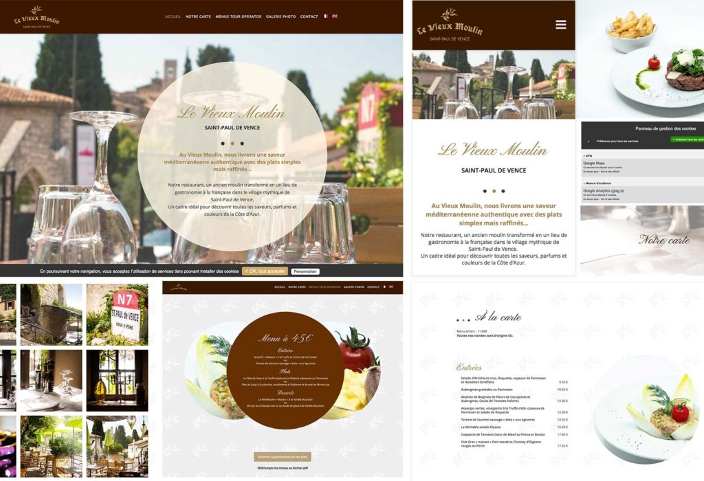 Site web le Vieux Moulin - Restaurant Saint-Paul de Vence par DreamPix agence de communication à Antibes