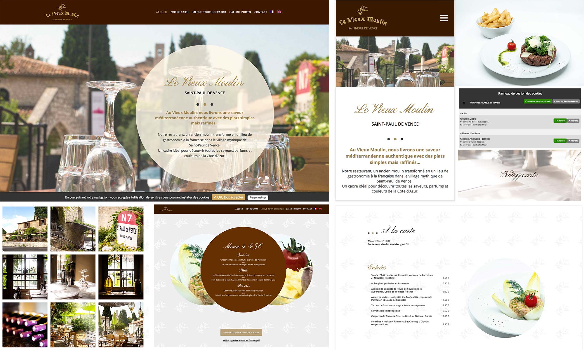 Site web le Vieux Moulin - Restaurant Saint-Paul de Vence par DreamPix agence de communication à Antibes